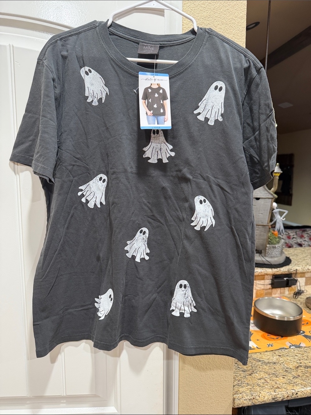 State of Mind Black Tee with White Ghosts